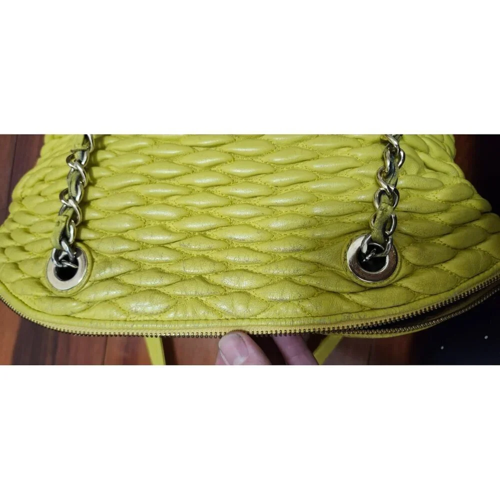 Paolo Masi Italy Woven Leather Tote Bag Yellow Genuine Leather Handbag Italy